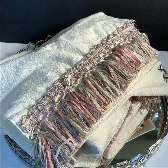 New Ivory Towel Set 4 piece Elegant Braid Fringe Home Pastel Colors #N - Picture 6 of 8